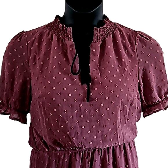 Monteau Los Angeles Swiss Dot Short Sleeve Dress with Necktie – Size Medium - Picture 3 of 6